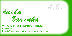 aniko barinka business card